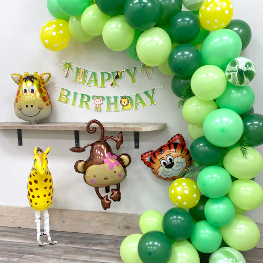 Jungle Themed Birthday Balloon Arch Decoration DIY Kit - Includes 75+ Balloons