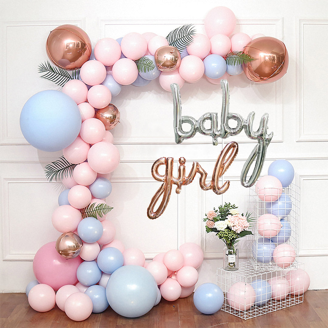 Baby Girl Gender Reveal Baby Shower Balloon Arch Decoration DIY Kit - Includes 100+ Balloons