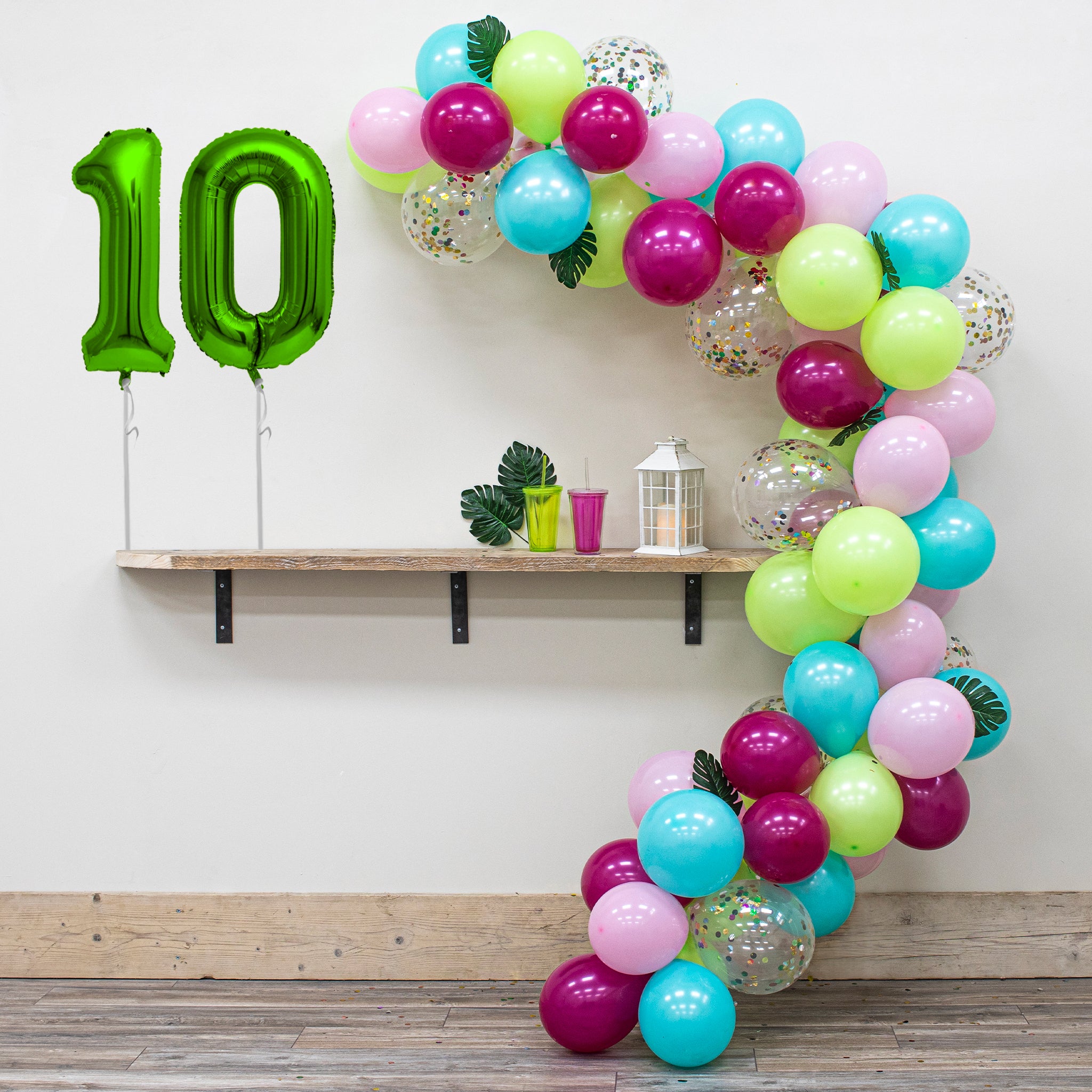 10th Birthday Hawaiian Tiki Party Balloon Arch Decoration Kit - Includes 70+ Balloons