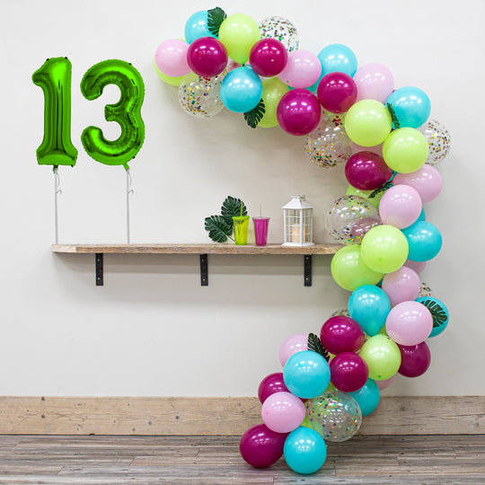 13th Birthday Hawaiian Tiki Party Balloon Arch Decoration Kit - Includes 70+ Balloons
