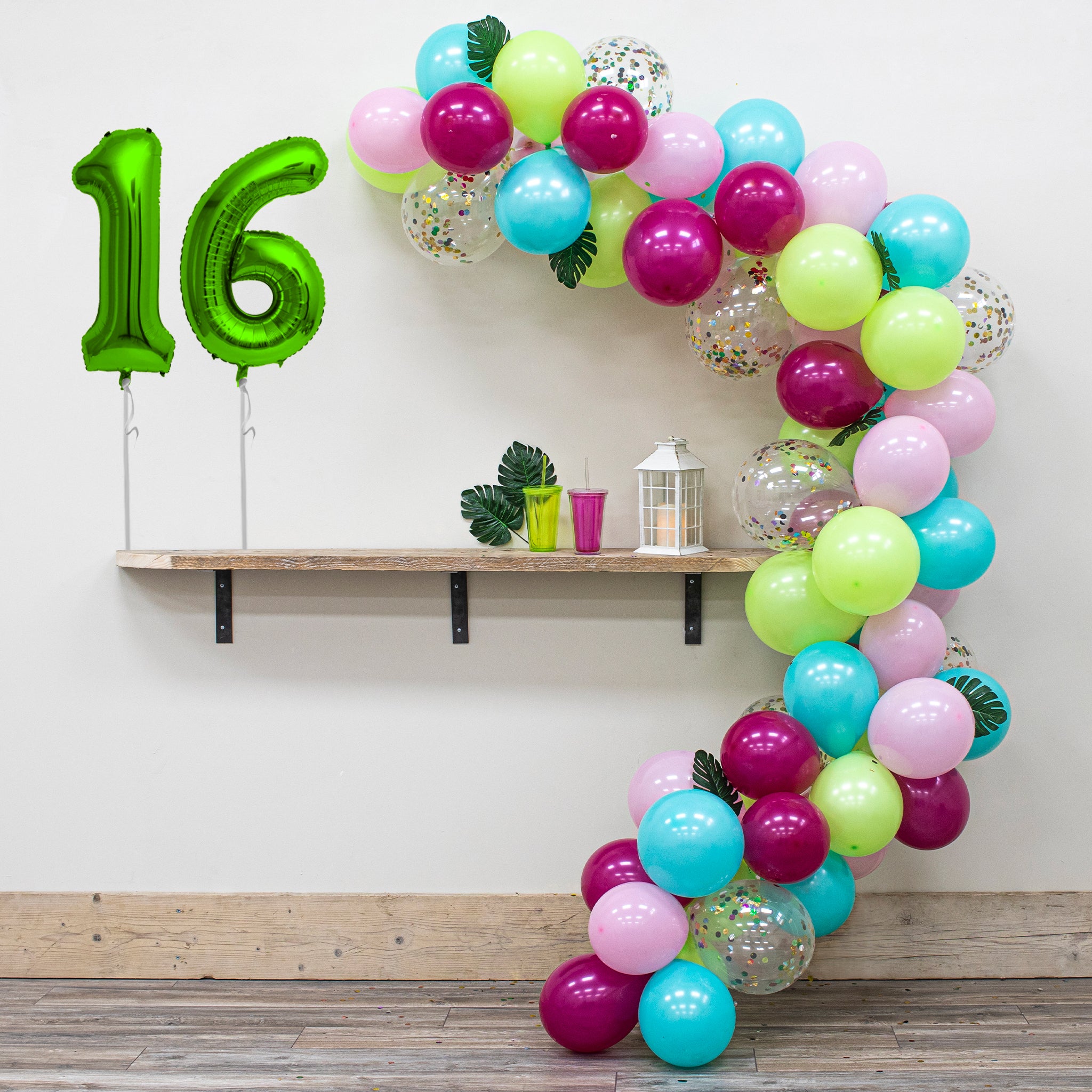 16th Birthday Hawaiian Tiki Party Balloon Arch Decoration Kit - Includes 70+ Balloons