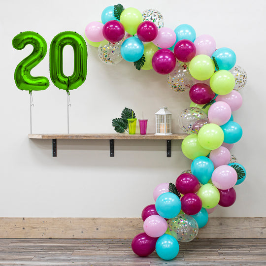 20th Birthday Hawaiian Tiki Party Balloon Arch Decoration Kit - Includes 70+ Balloons