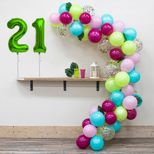 21st Birthday Hawaiian Tiki Party Balloon Arch Decoration Kit - Includes 70+ Balloons