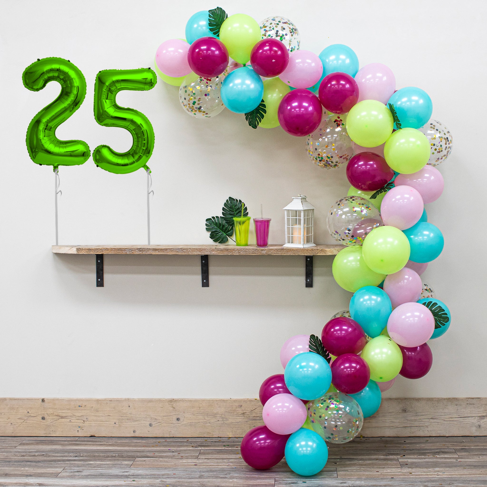 25th Birthday Hawaiian Tiki Party Balloon Arch Decoration Kit - Includes 70+ Balloons